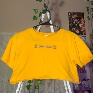 Yellow “Good Luck” Crop Tee from Zumies